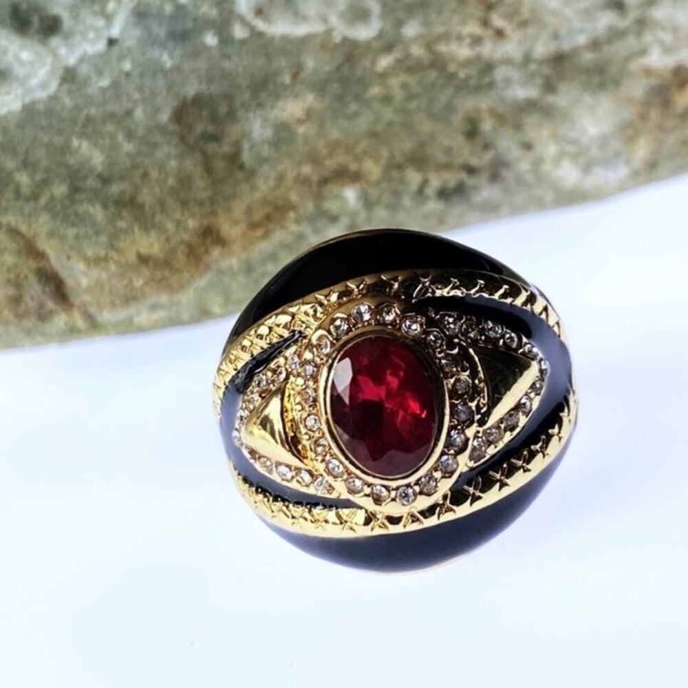 NEW Heirloom Collection Ruby & Rhinestone Statement Ring - Picture 9 of 16